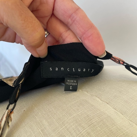 Sanctuary spring fling black and floral pleats spaghetti strap mini dress size L - Picture 7 of 7